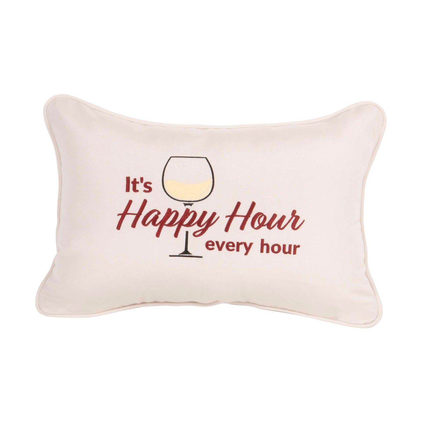 Peak Season 14 x 20 It's Happy Hour Every Hour Embroidery - White Wine - Canvas Canvas