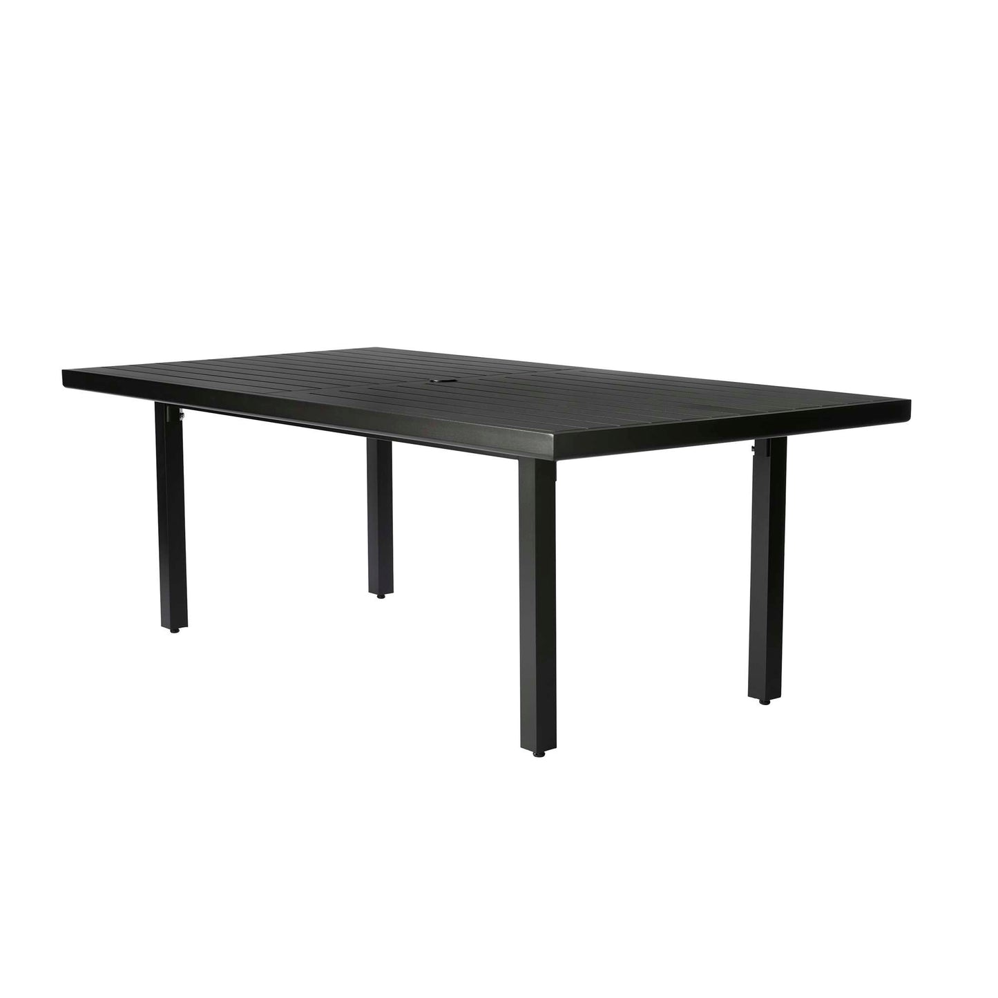 Trinidad 3000 Series 84 x 42 Aluminum Rectangular Slatted Umbrella Dining Table