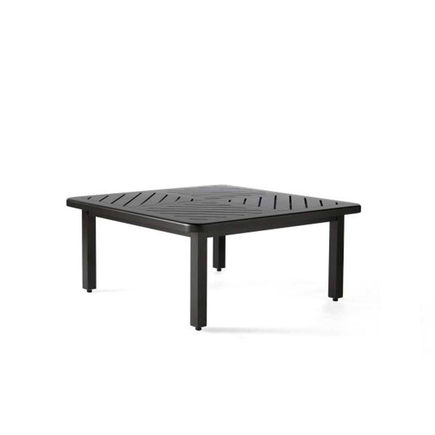 Trinidad 42 Inch Aluminum Square Coffee Table with F-Slat Top