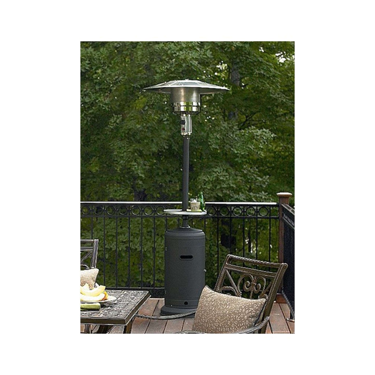 87 Inch Propane Patio Heater with Table and Customizable Exterior Finish