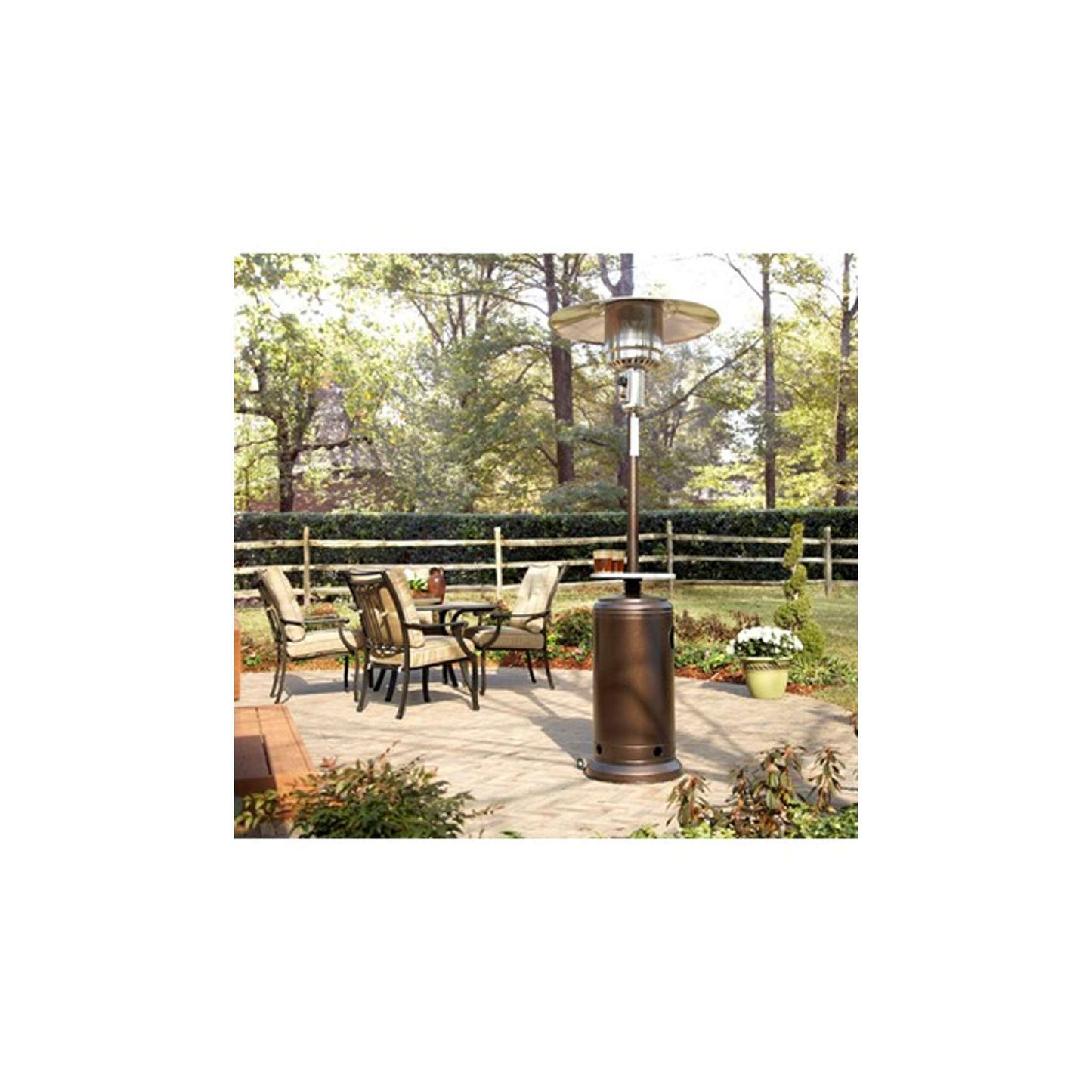 87 Inch Propane Patio Heater with Table and Customizable Exterior Finish