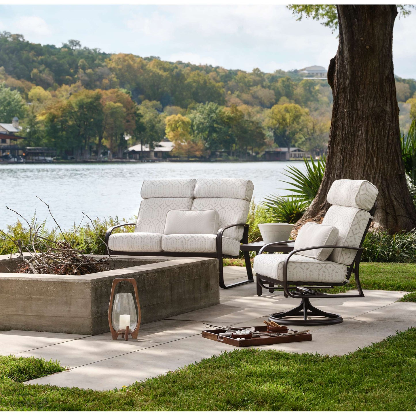 Cayman Isle Cushion Swivel Rocking Dining Arm Chair with Cushion