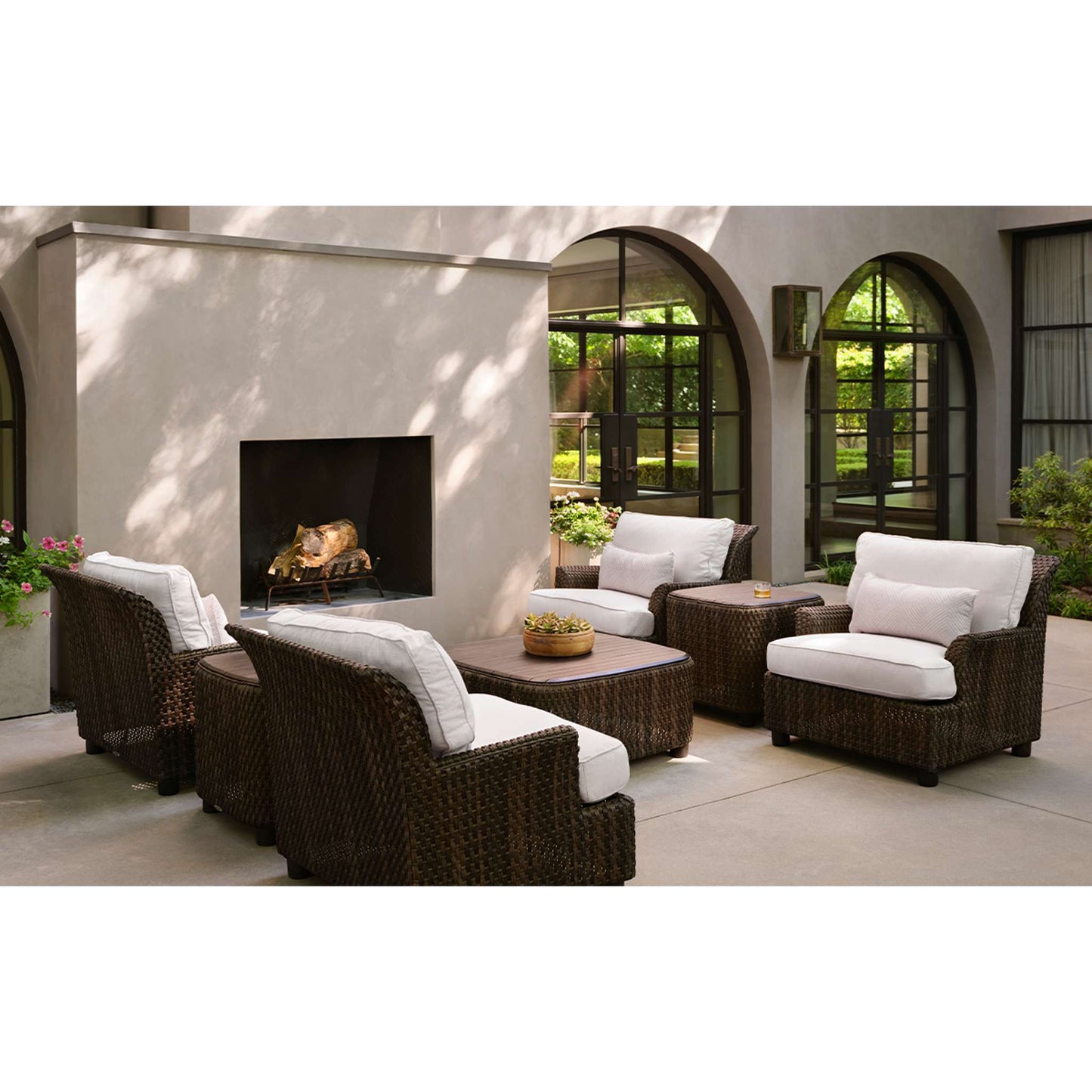 Aruba Woven Side Table with Teak Top