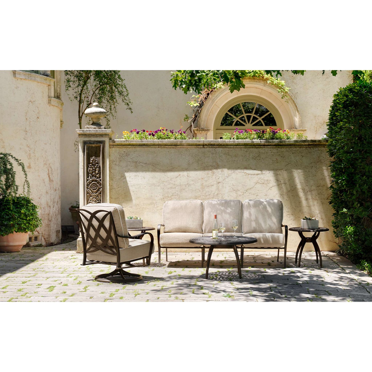 Apollo Cast Aluminum Sofa with Cushions
