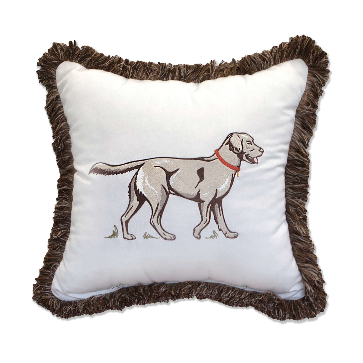 Peak Season 18 x 18 Man's Best Friend Embroidery with Fringe - Canvas Canvas