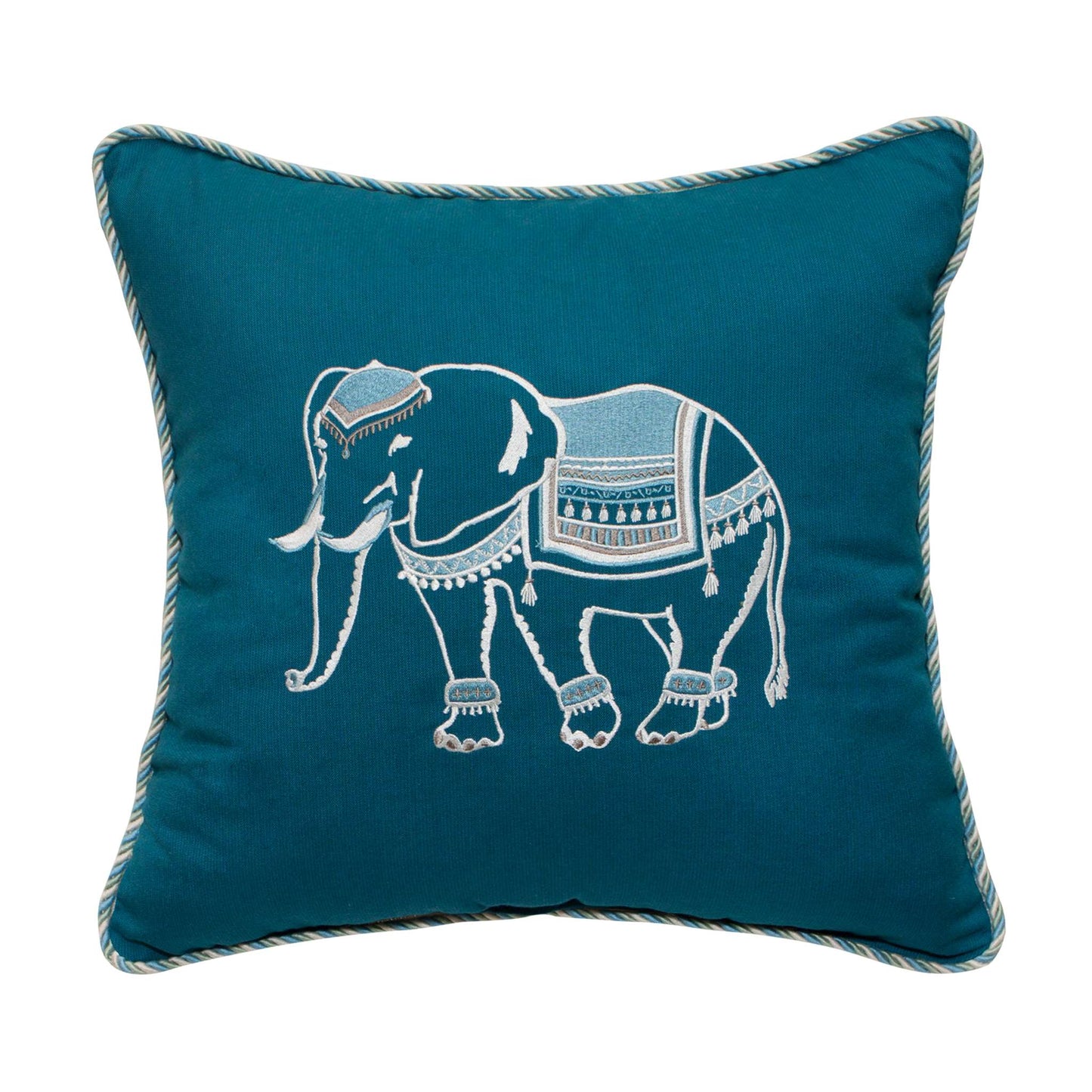 Peak Season 20 x 20 Elephant Embroidery with Cording - Spectrum Peacock