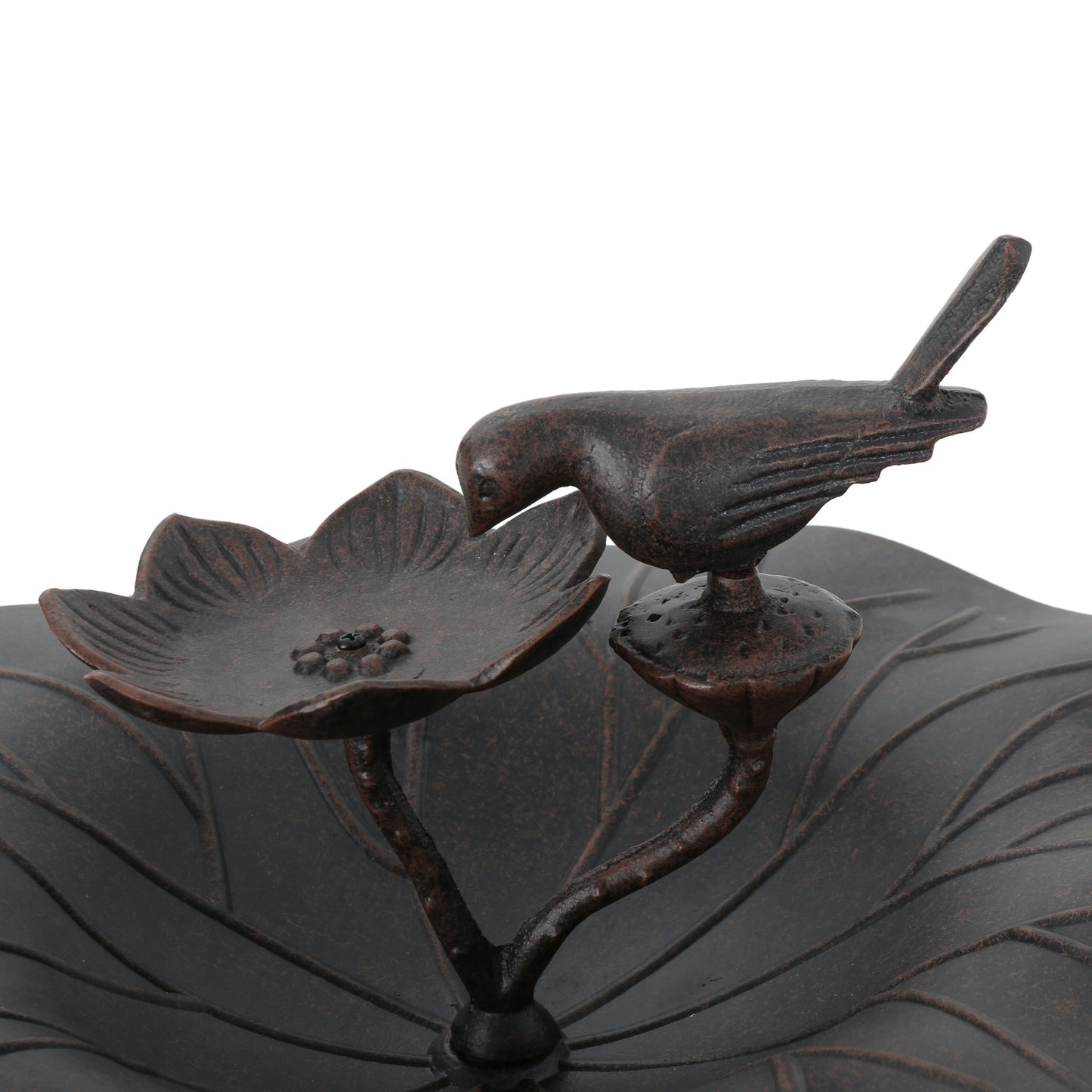 e Lancaster Outdoor Aluminum and Iron Top Bird Bath with Iron Base, Bronze