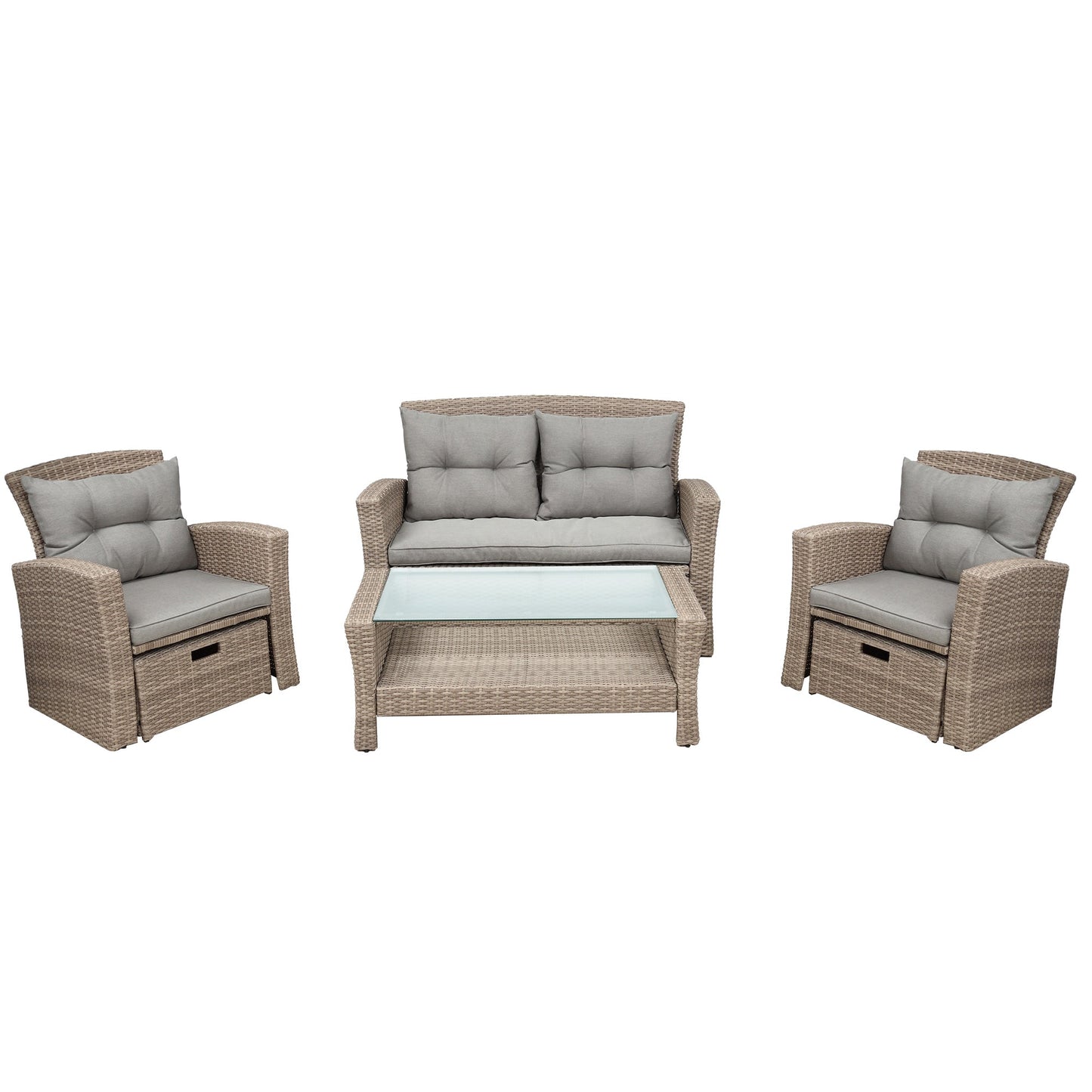 Patio Furniture Set, 4 Piece Outdoor Conversation Set All Weather