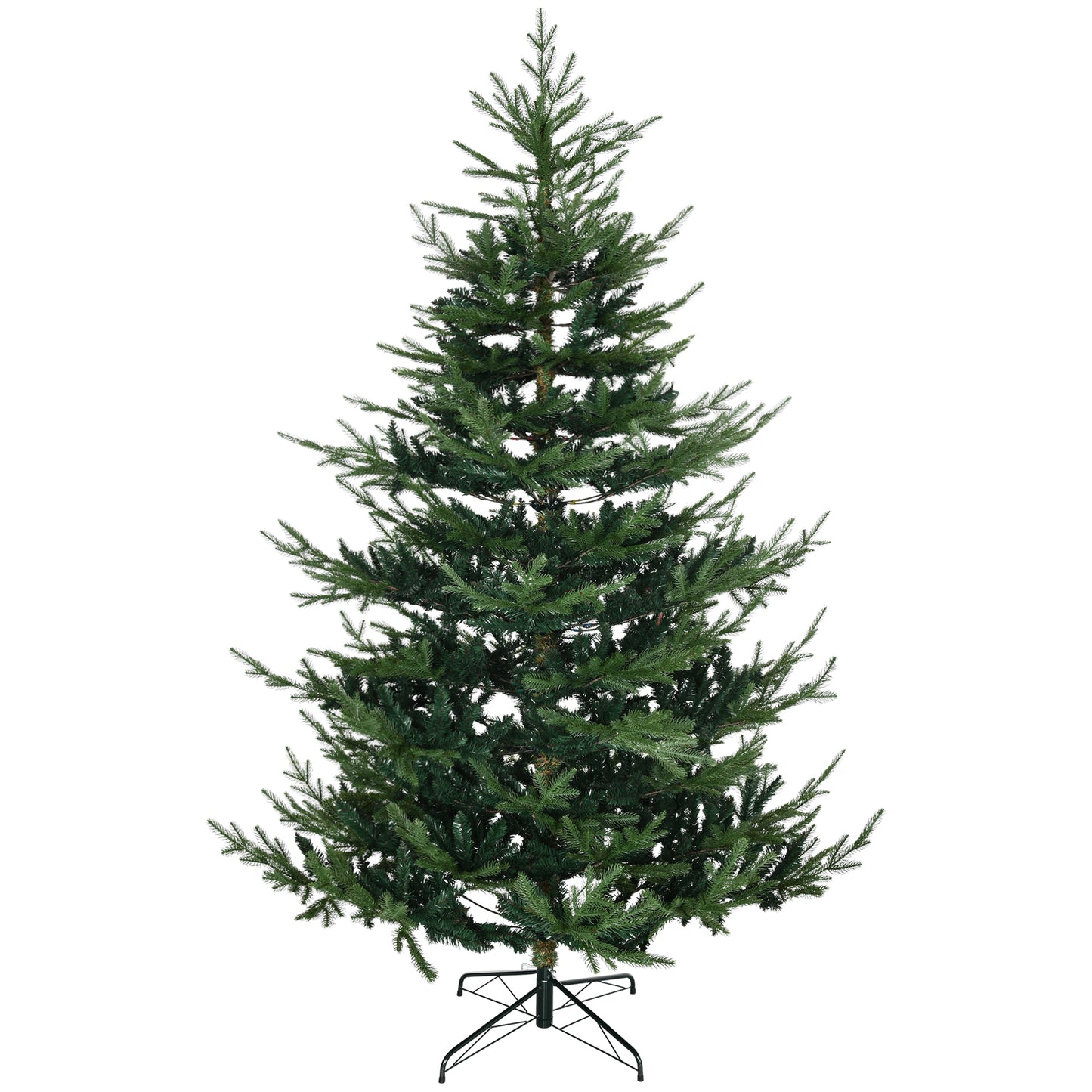 HOMCOM 7.5 Foot Artificial Christmas Tree, Pine Hinged Xmas Tree with 1218 Realistic Branches, Steel Base, Auto Open, Green