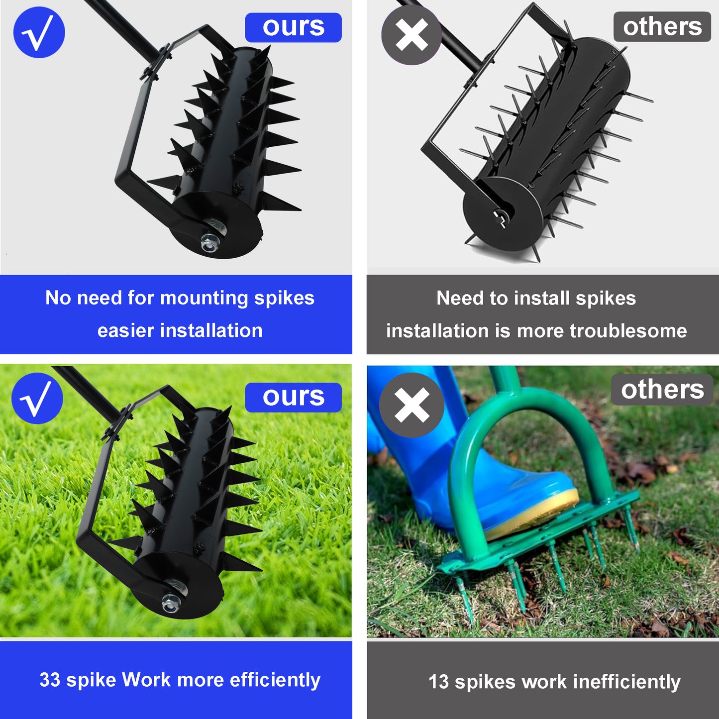 Lawn aerators, gardens, yards, loose soil in farmland,Gardening Lawn Aerator Tool, Upgraded Heavy Duty Aerator Lawn Soil Penetrator Spikes, for Garden Grass Patio Yard.