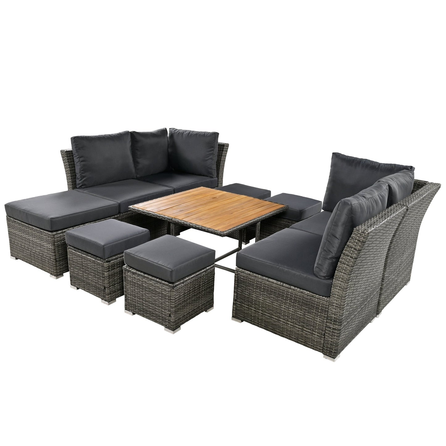 Patio Furniture Set, 10 Piece Outdoor Conversation Set, CoffeeTable