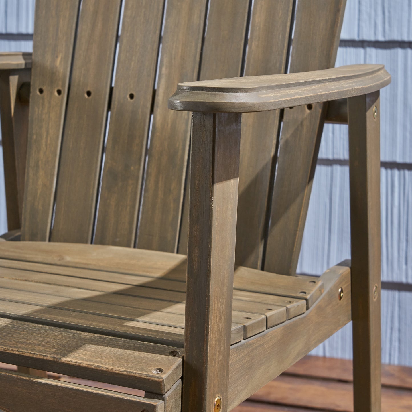 Outdoor Weather Resistant Acacia Wood Adirondack Dining Chairs (Set of 2), Grey Finish