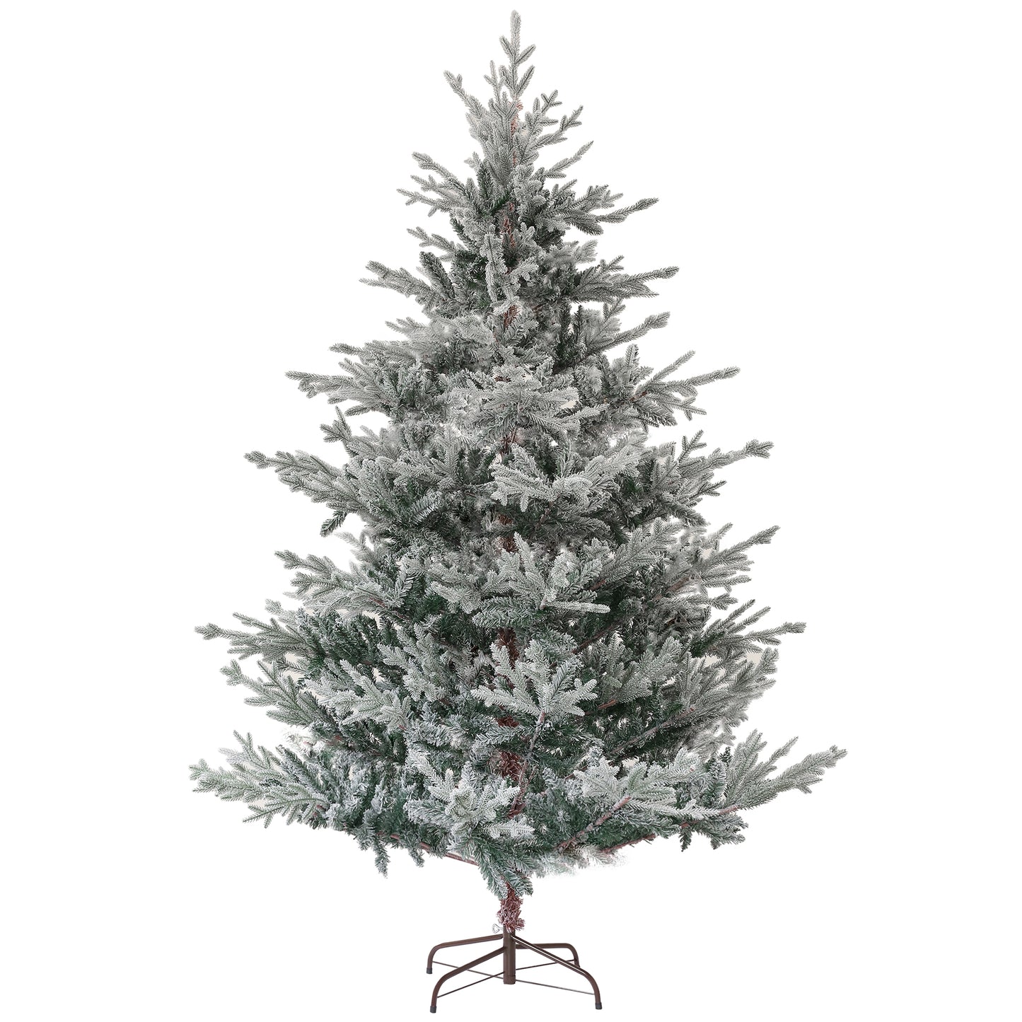 HOMCOM 7.5ft Nordic Pine Artificial Christmas Tree with 1218 Snow Flocked Tips, Foldable Metal Stand, Easy Assembly, Hinged Xmas Tree for Home Office Holiday