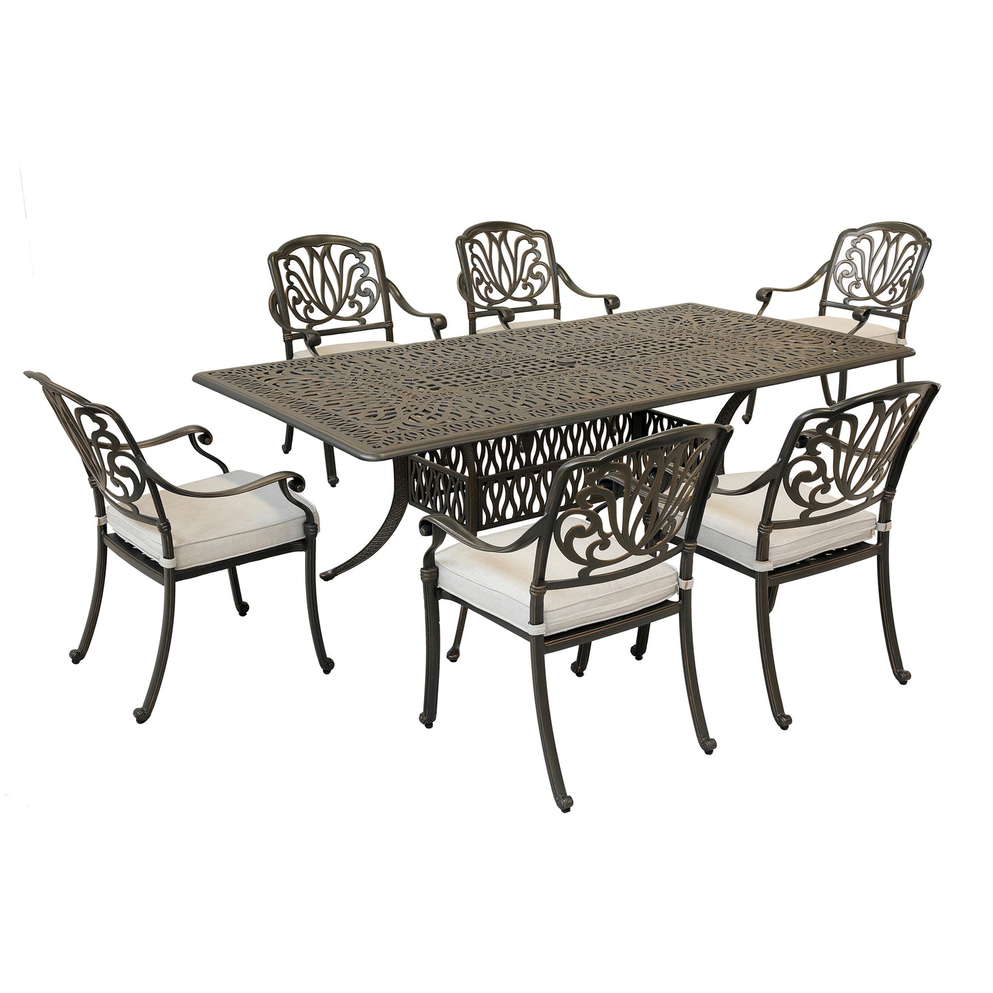 Rectangular 6 - Person 84.25" Long Dining Set with Cushions