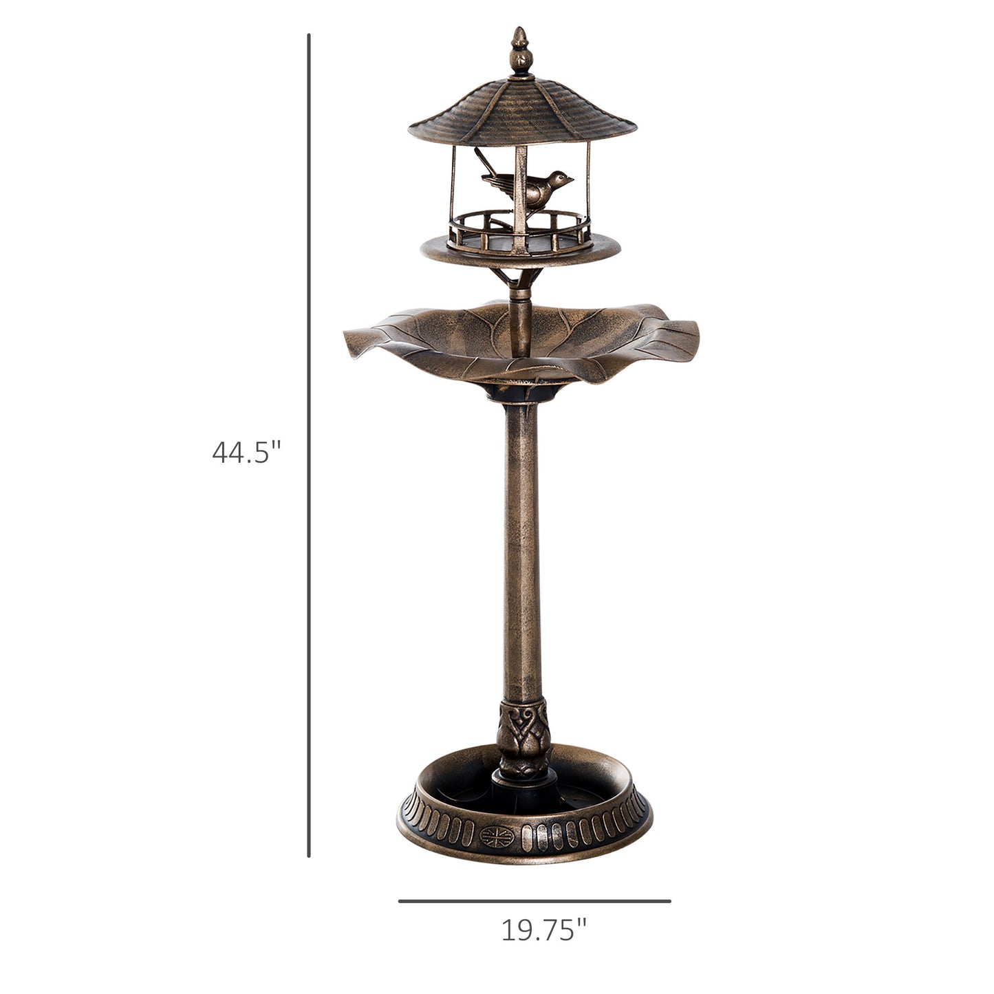 Outsunny 3-in-1 Garden Bird Bath Bowl Pedastal with Bird Feeder, Large Water Basin, & Underneath Flower Planter