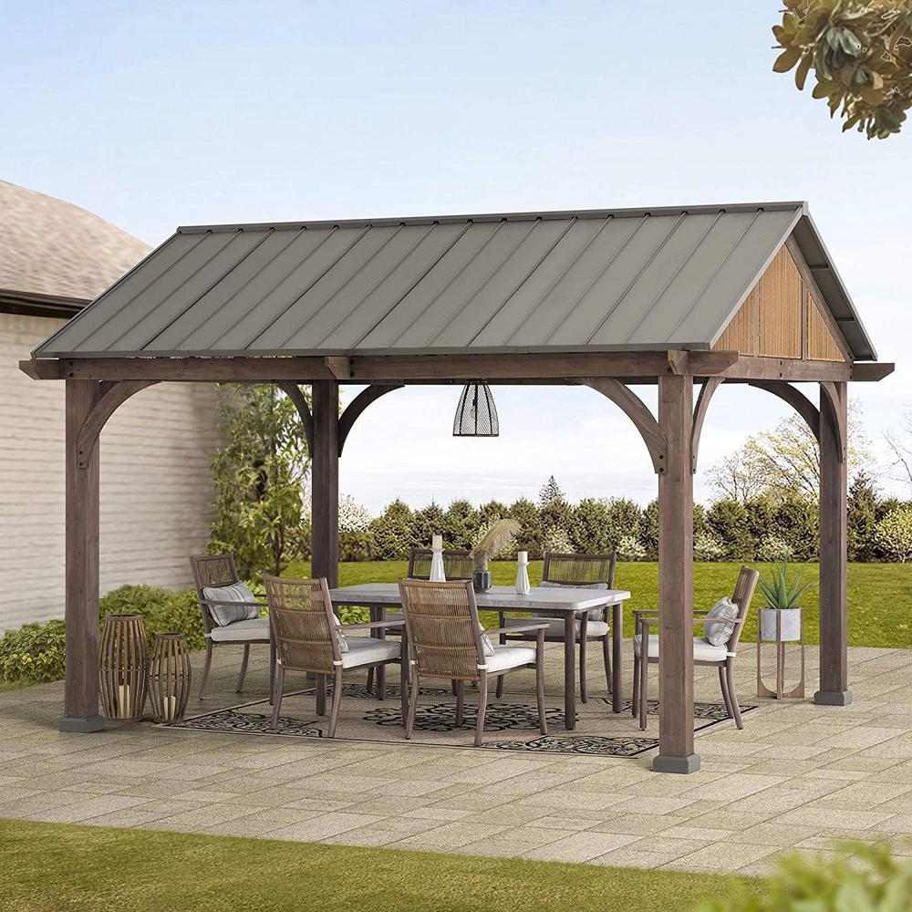 Maple Outdoor Patio Premium Cedar wood frame Gazebo with Hardtop Roof