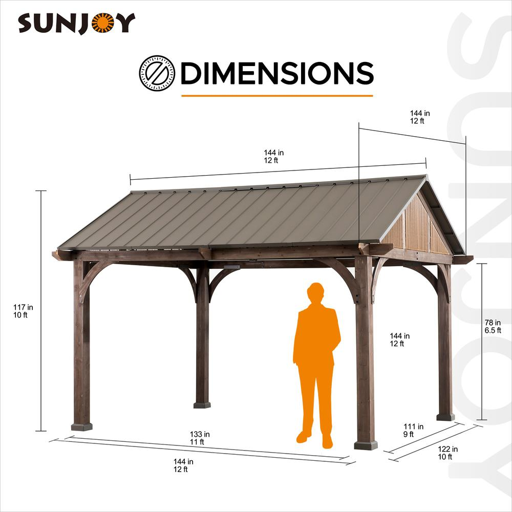 Maple Outdoor Patio Premium Cedar wood frame Gazebo with Hardtop Roof