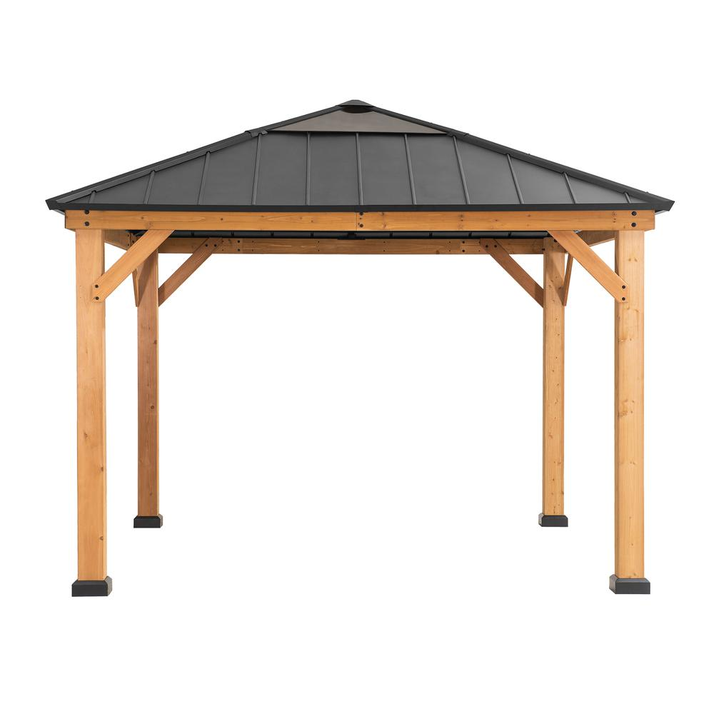 Outdoor Patio Cedar Framed Gazebo with Steel and Polycarbonate Hip Roof Hardtop