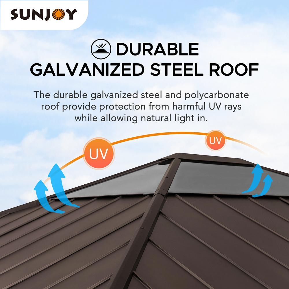 Outdoor Patio Cedar Framed Gazebo with Steel and Polycarbonate Hip Roof Hardtop