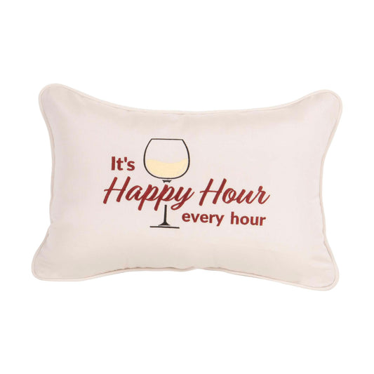 Peak Season 14 x 20 It's Happy Hour Every Hour Embroidery - White Wine - Canvas Canvas