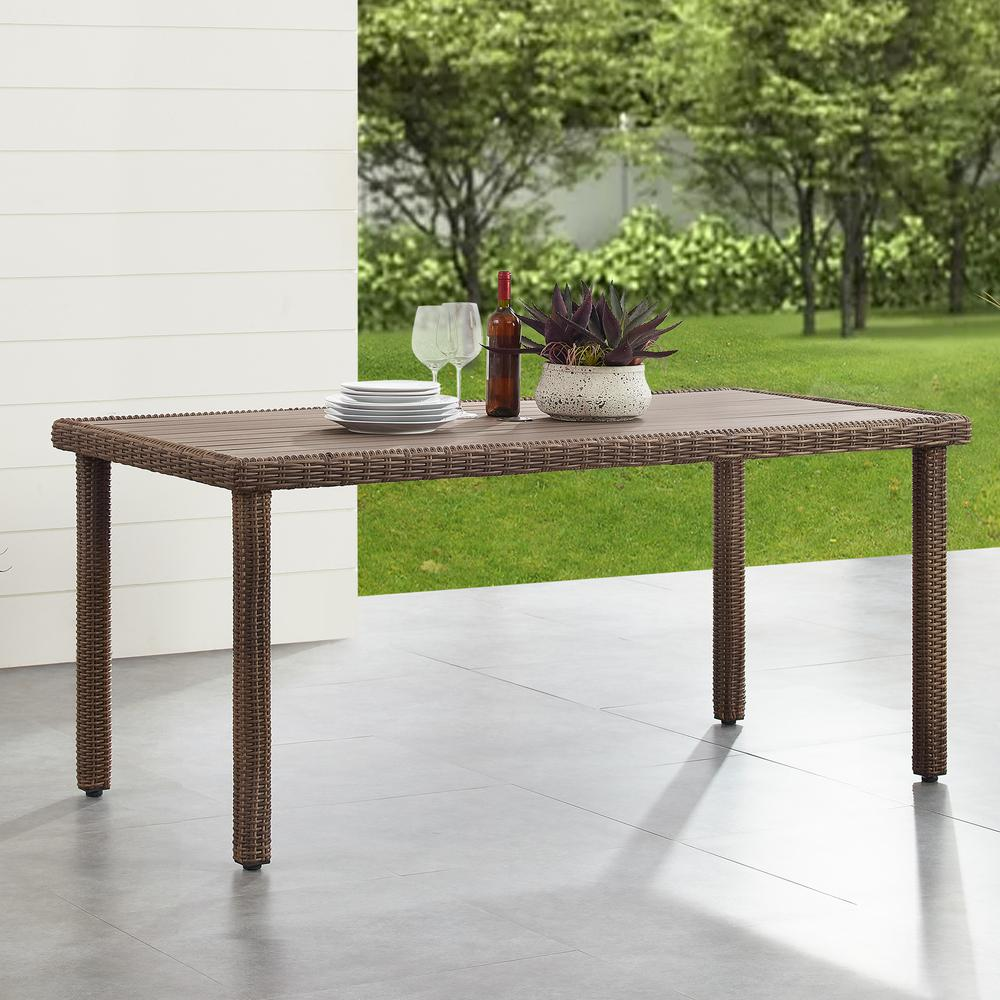 Bradenton Outdoor Wicker Dining Table Weathered Brown