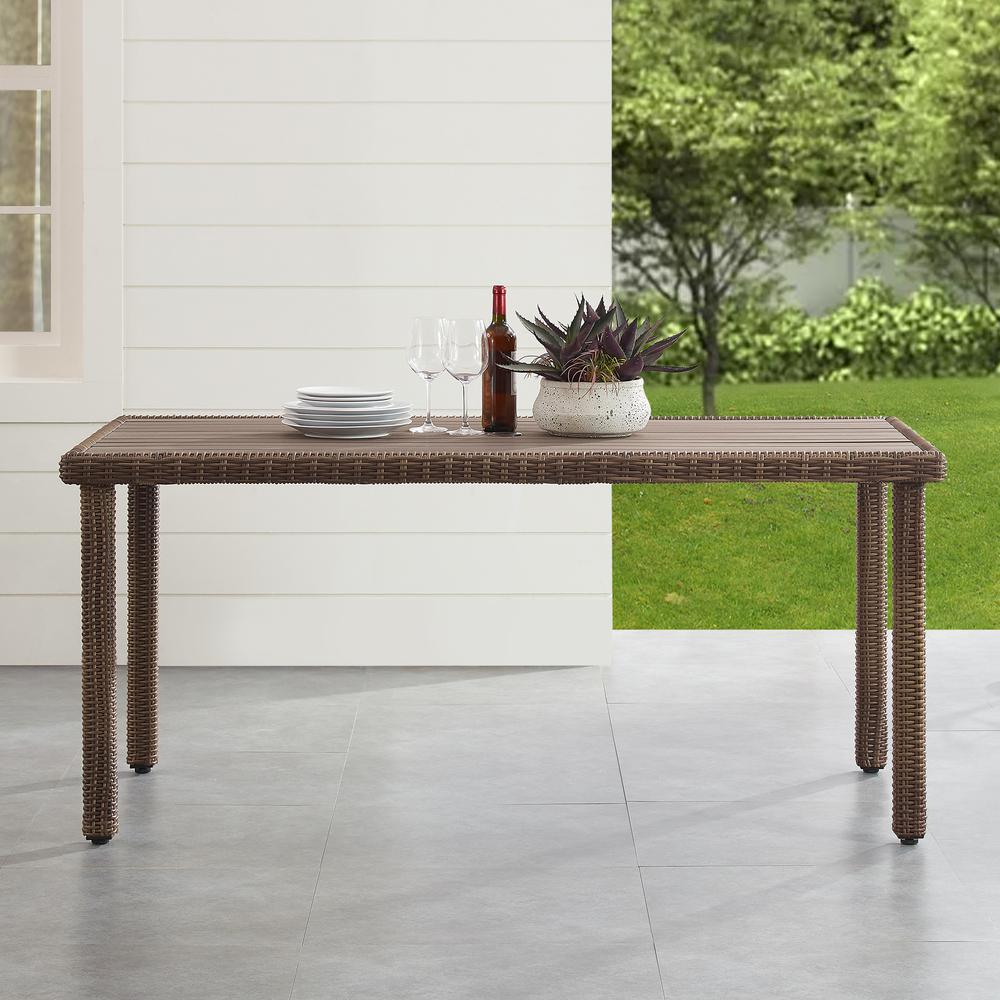 Bradenton Outdoor Wicker Dining Table Weathered Brown