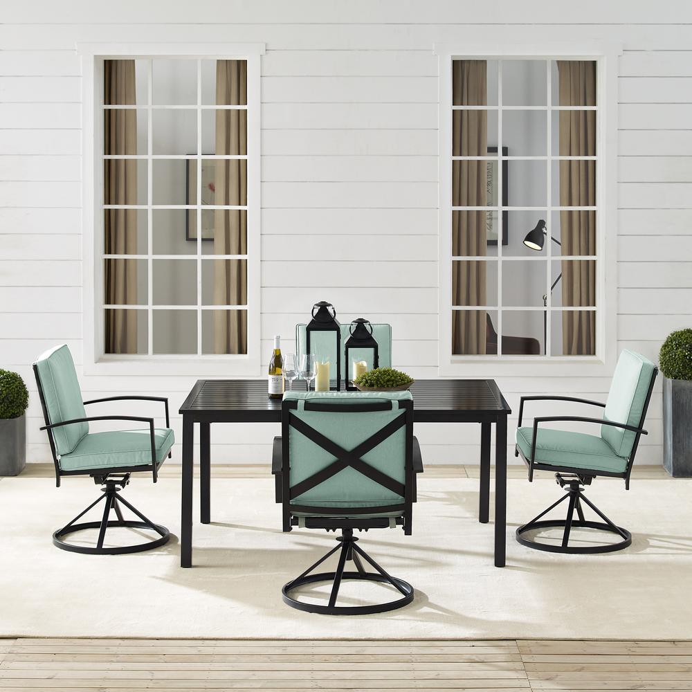 Kaplan 5Pc Outdoor Metal Dining Set Mist/Oil Rubbed Bronze - Table & 4 Swivel Chairs