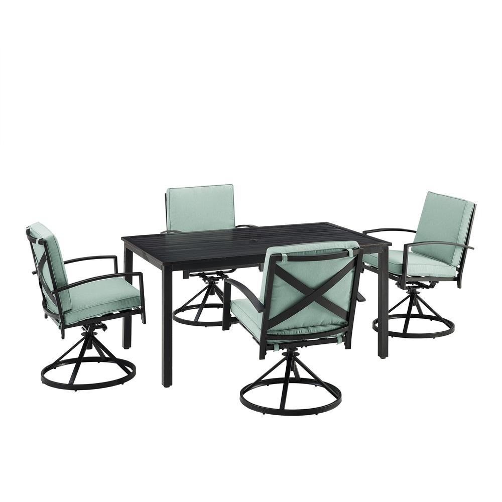 Kaplan 5Pc Outdoor Metal Dining Set Mist/Oil Rubbed Bronze - Table & 4 Swivel Chairs