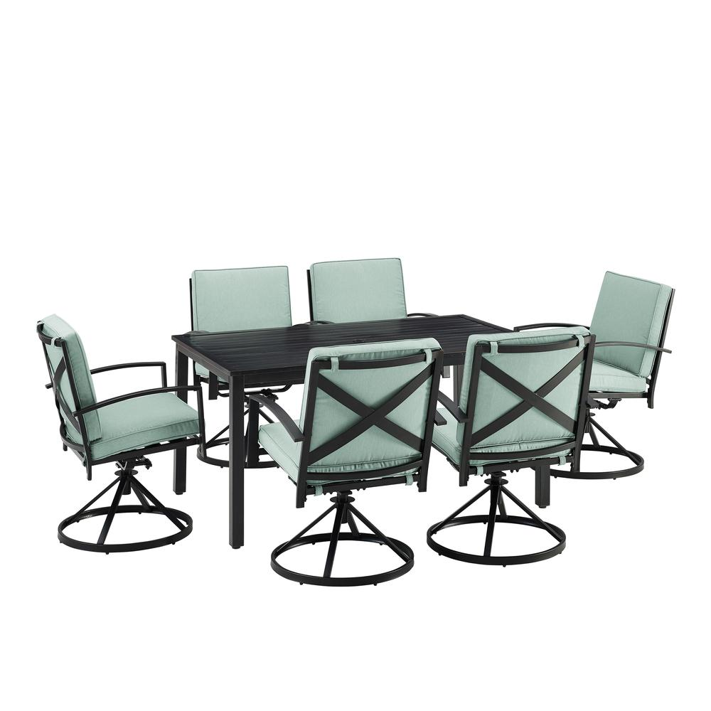 Kaplan 7Pc Outdoor Metal Dining Set Mist/Oil Rubbed Bronze - Table & 6 Swivel Chairs