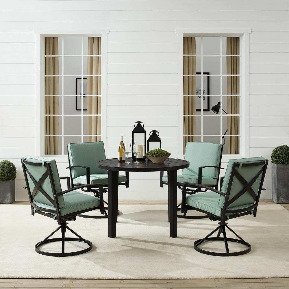 Kaplan 5Pc Outdoor Metal Round Dining Set Mist/Oil Rubbed Bronze - Table & 4 Swivel Chairs