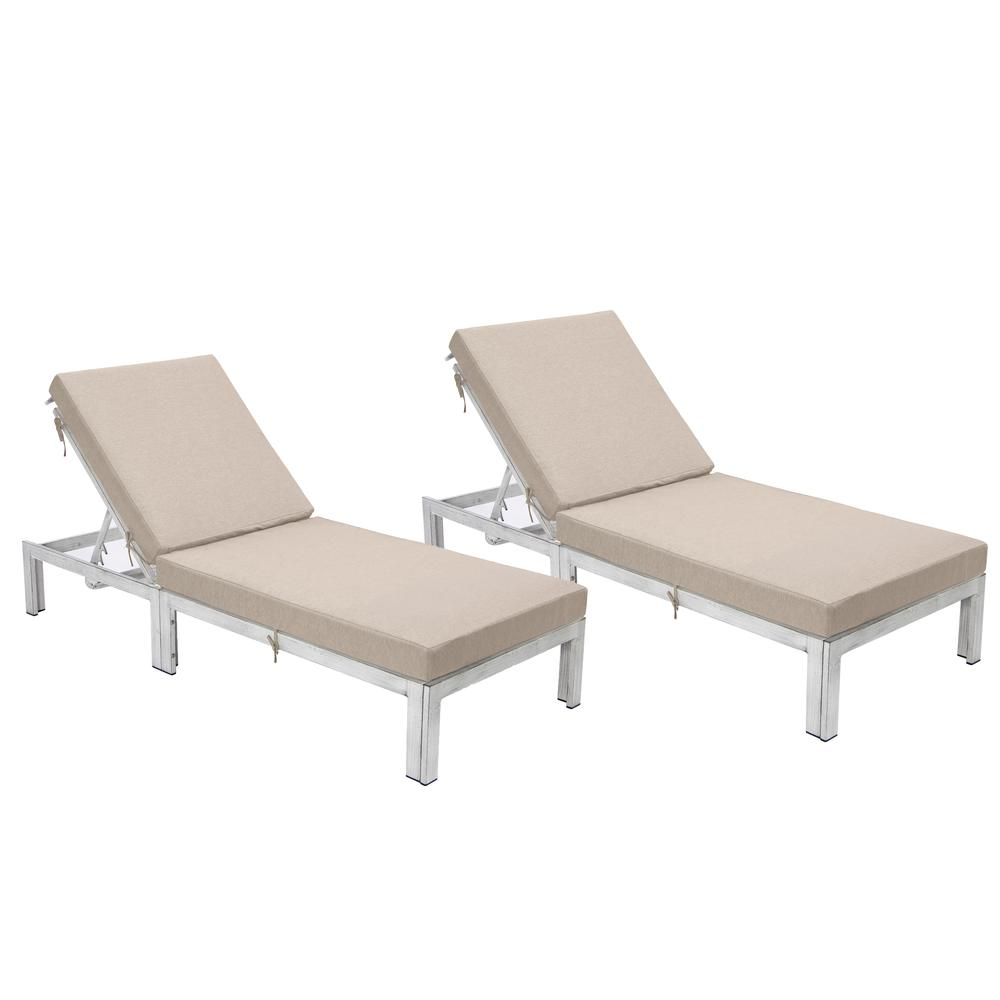 Chelsea Modern Outdoor Weathered Grey Chaise Lounge Chair With Cushions