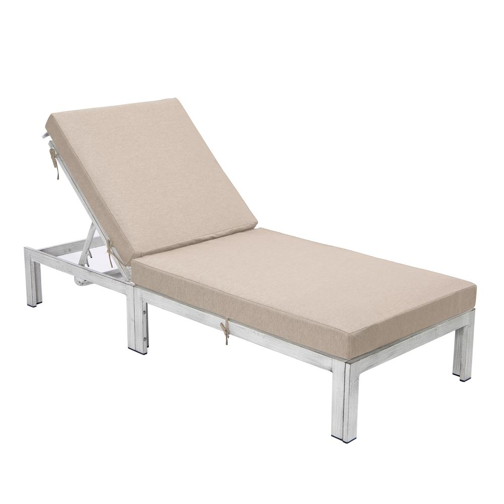 Chelsea Modern Outdoor Weathered Grey Chaise Lounge Chair With Cushions