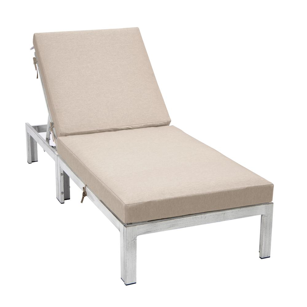 Chelsea Modern Outdoor Weathered Grey Chaise Lounge Chair With Cushions