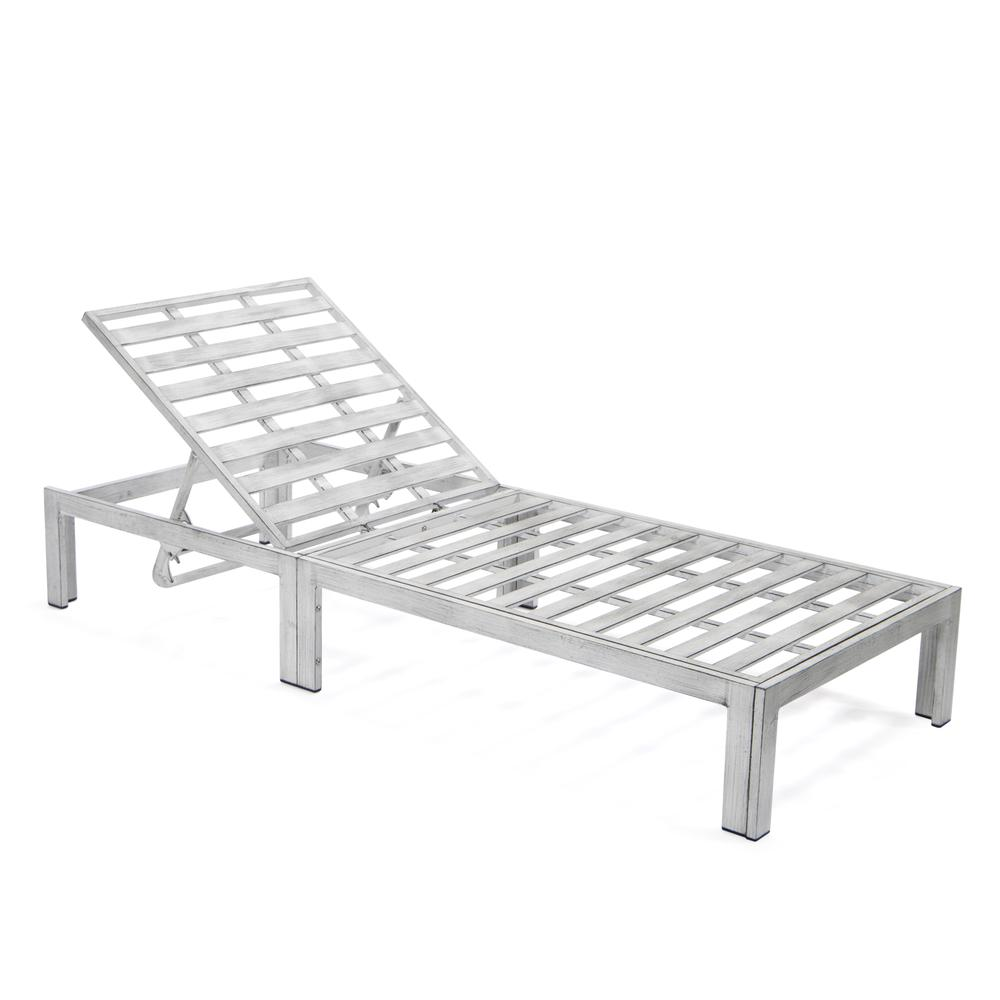 Chelsea Modern Outdoor Weathered Grey Chaise Lounge Chair With Cushions