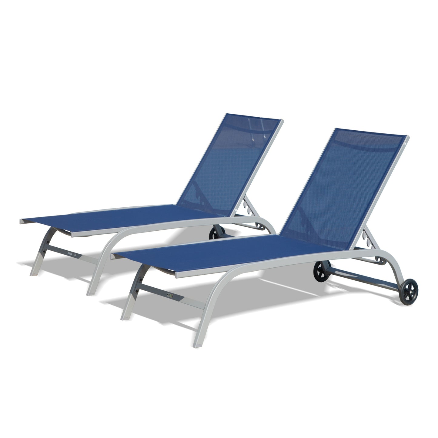 Chaise Lounge Outdoor Set of 2, Lounge Chairs for Outside with Wheels, Outdoor Lounge Chairs with 5 Adjustable Position, Pool Lounge Chairs for Patio, Beach, Yard, Deck, Poolside(Blue, 2 Lounge Chair)