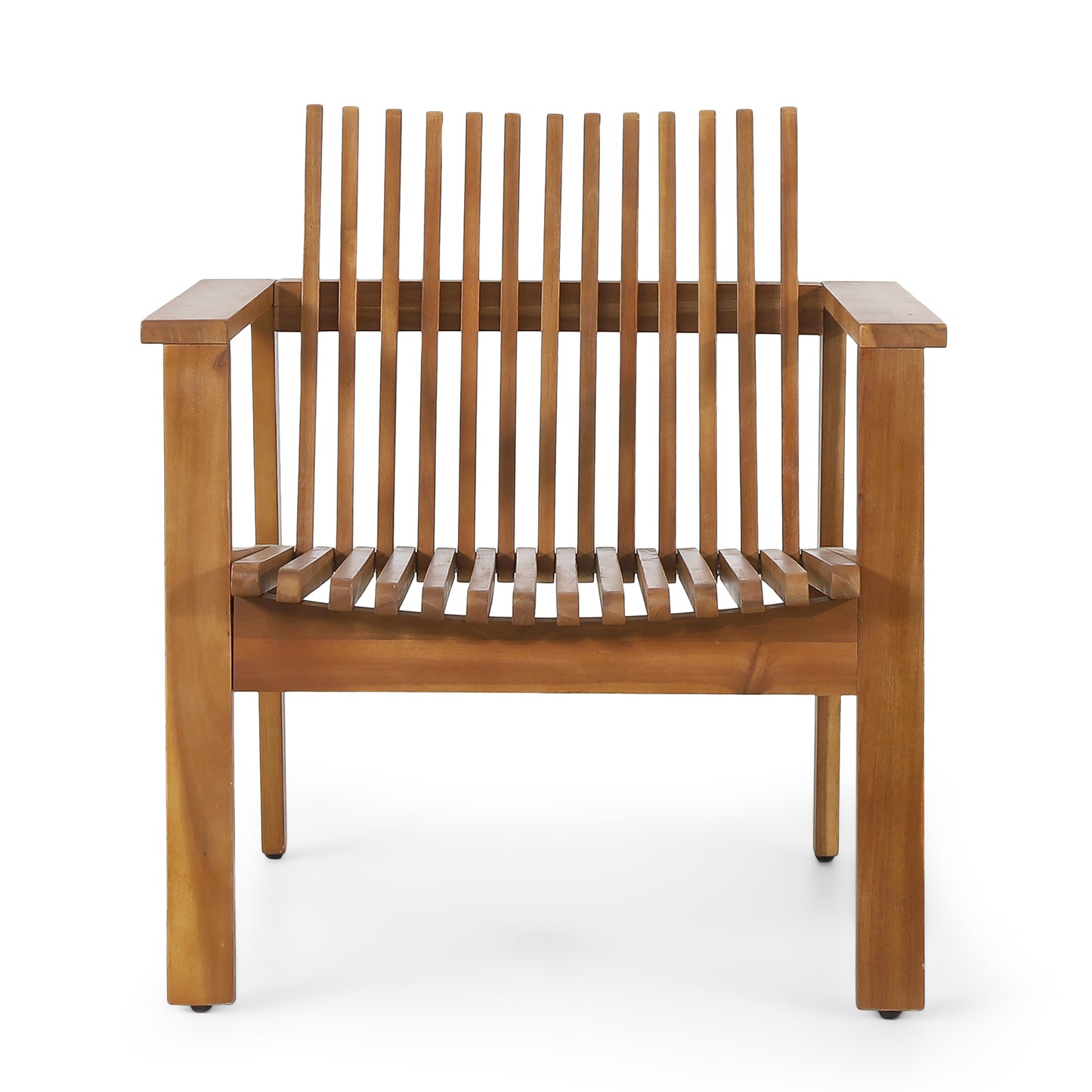 Outdoor Acacia Wood Slatted Club Chairs, Set of 2, Teak finish, Acacia Wood, 30"D x 28"W x 30.75"H