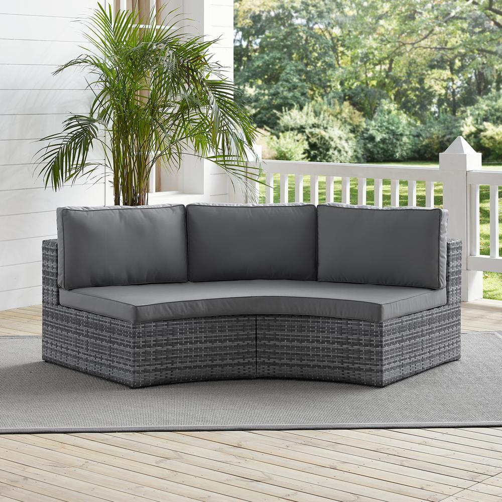 Catalina Outdoor Wicker Round Sectional Sofa Gray