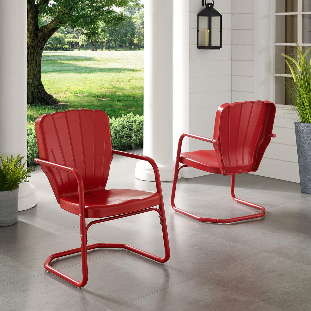 Ridgeland 2Pc Outdoor Metal Armchair Set Red - 2 Chairs