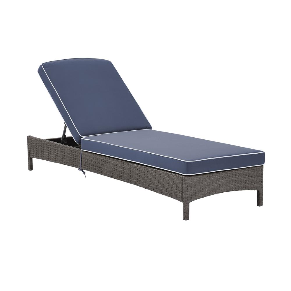 Palm Harbor Outdoor Wicker Chaise Lounge Navy/Weathered Gray