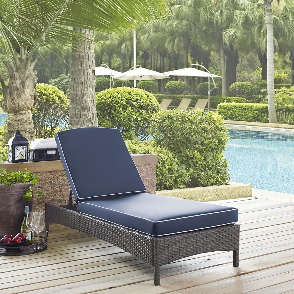 Palm Harbor Outdoor Wicker Chaise Lounge Navy/Weathered Gray