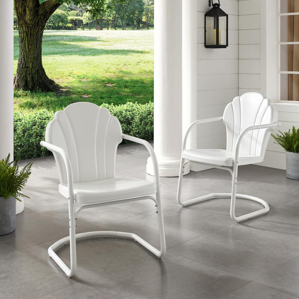 Tulip 2Pc Outdoor Metal Armchair Set White - 2 Chairs