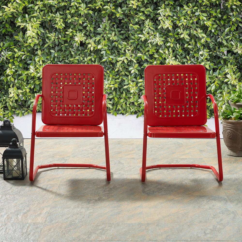 Bates 2Pc Outdoor Metal Armchair Set Red - 2 Armchairs