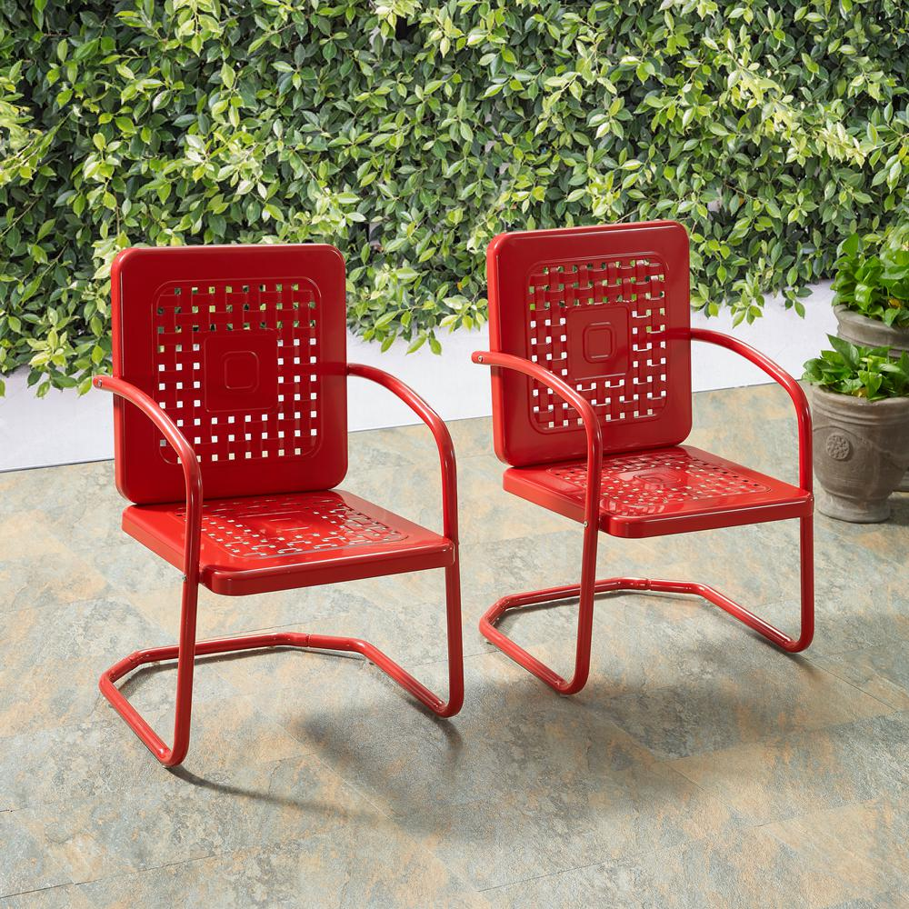 Bates 2Pc Outdoor Metal Armchair Set Red - 2 Armchairs