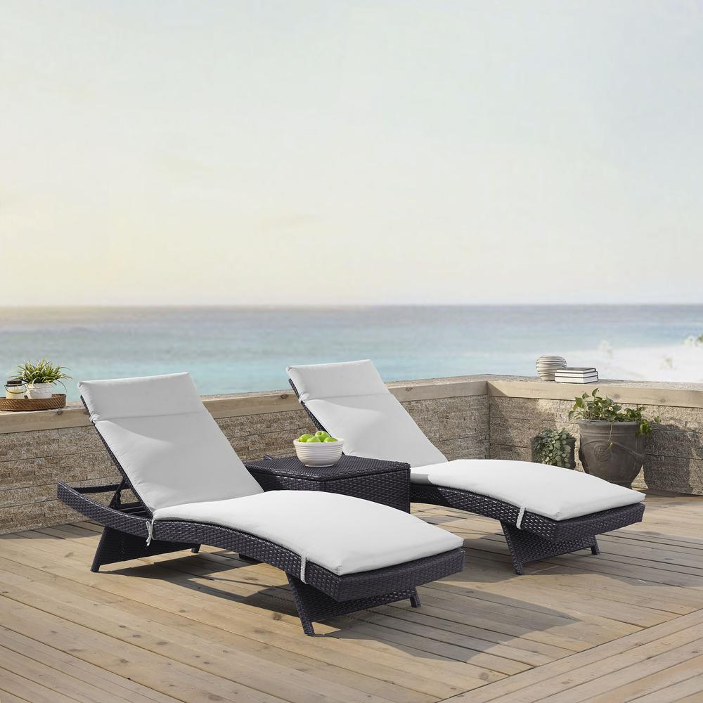 Biscayne Outdoor Wicker Chaise Lounge White/Brown