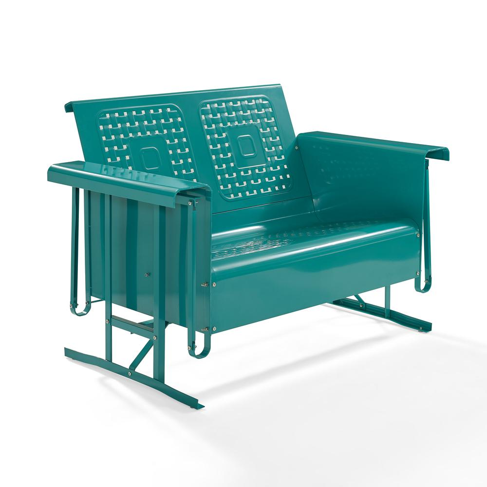 Bates Outdoor Metal Loveseat Glider Turquoise