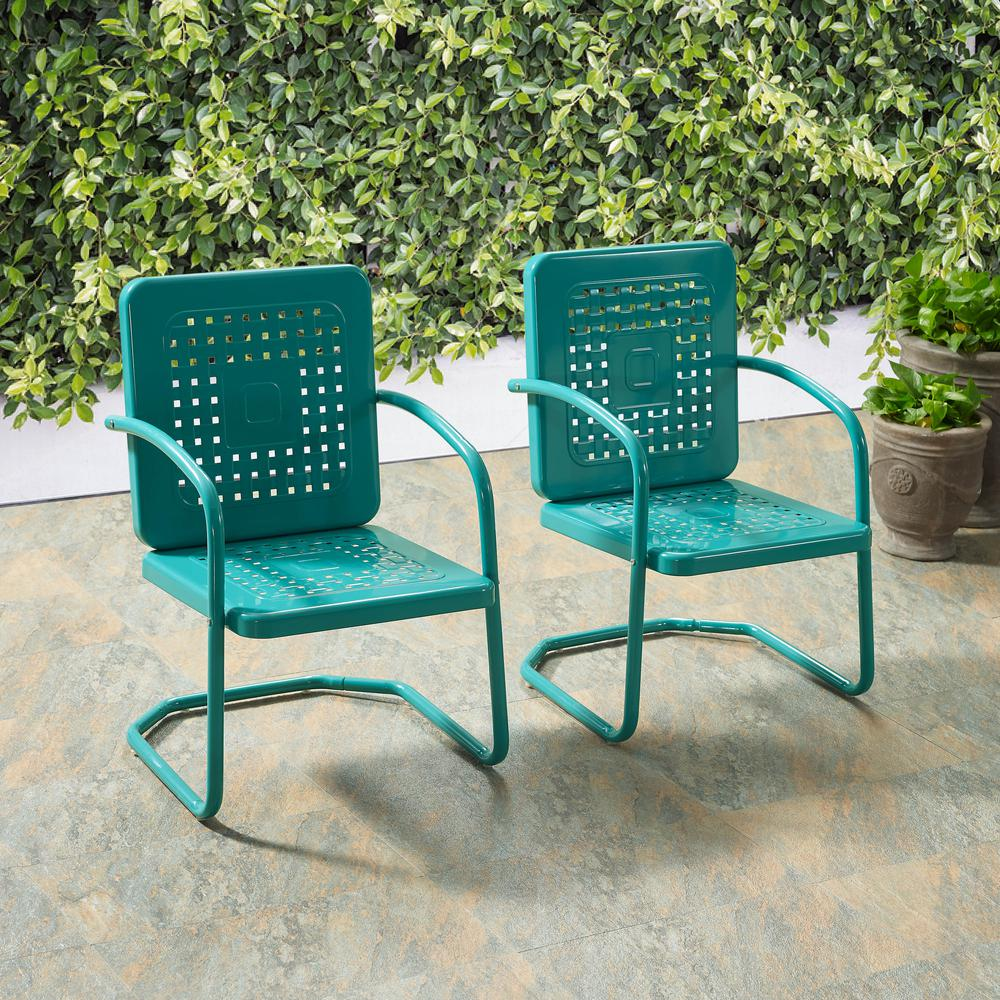 Bates 2Pc Outdoor Metal Armchair Set Turquoise - 2 Armchairs