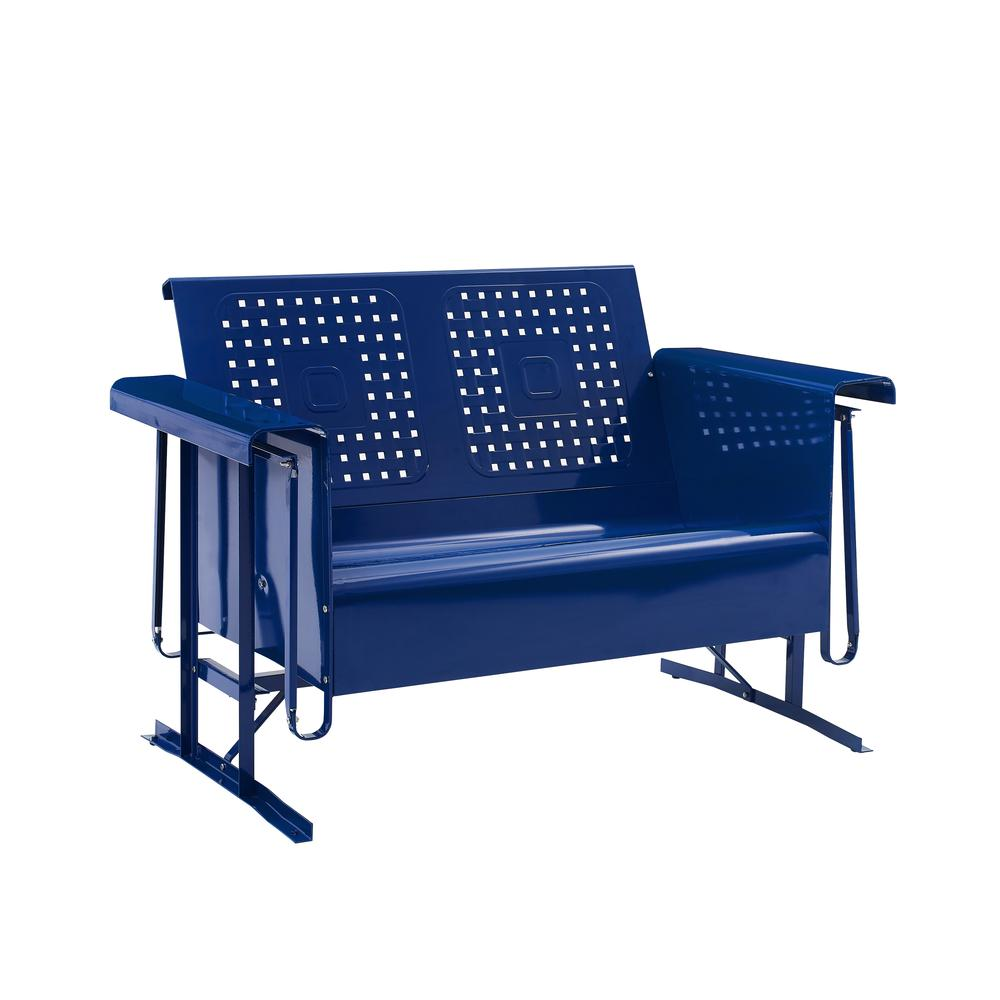 Bates Outdoor Metal Loveseat Glider Navy