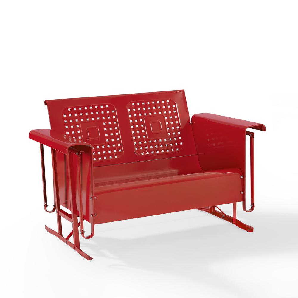 Bates Outdoor Metal Loveseat Glider Red