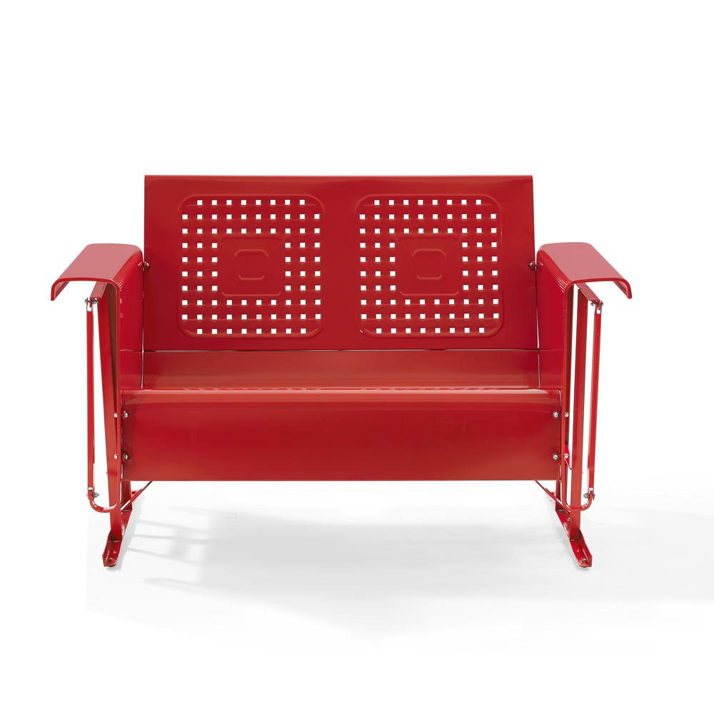 Bates Outdoor Metal Loveseat Glider Red