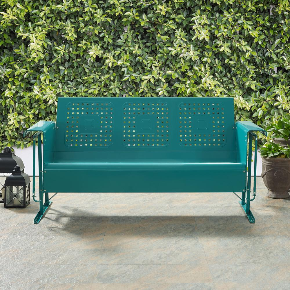 Bates Outdoor Metal Sofa Glider Turquoise